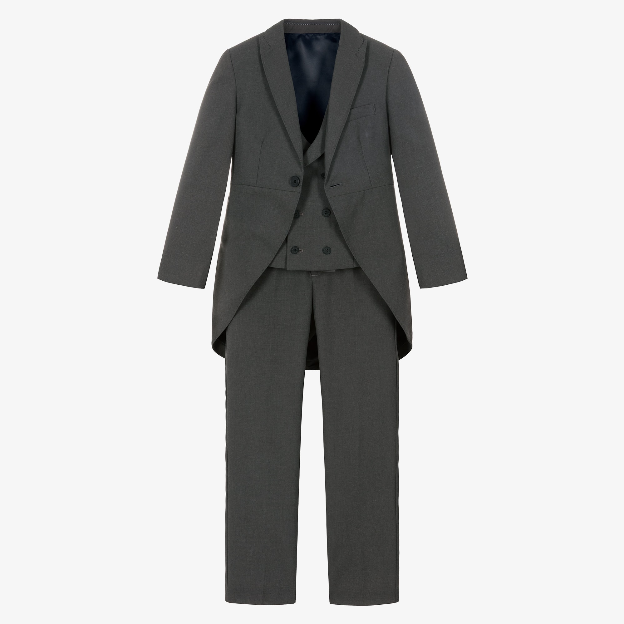 Boys Grey Tailcoat Suit - View 1