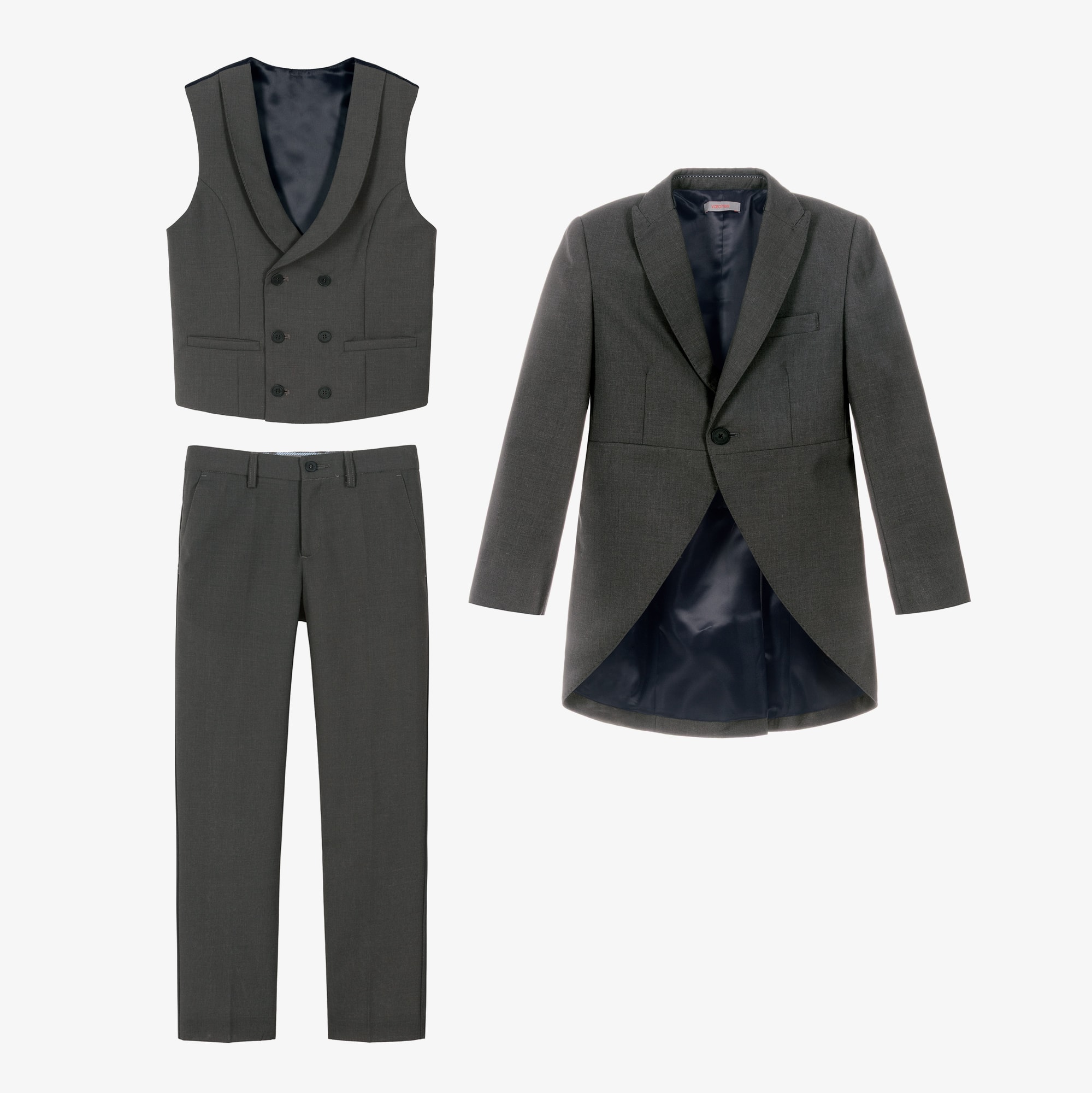 Boys Grey Tailcoat Suit - View 3