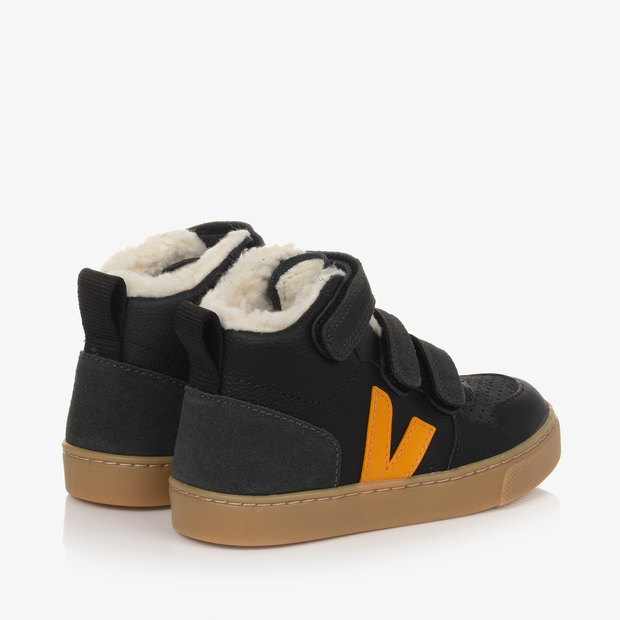 Black & Yellow Leather V-10 Trainers - View 3