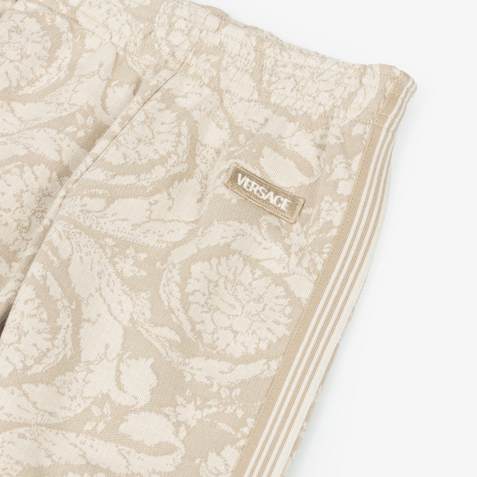 Beige Cotton Jersey Jacquard Whisper Barocco Junior Joggers - View 3