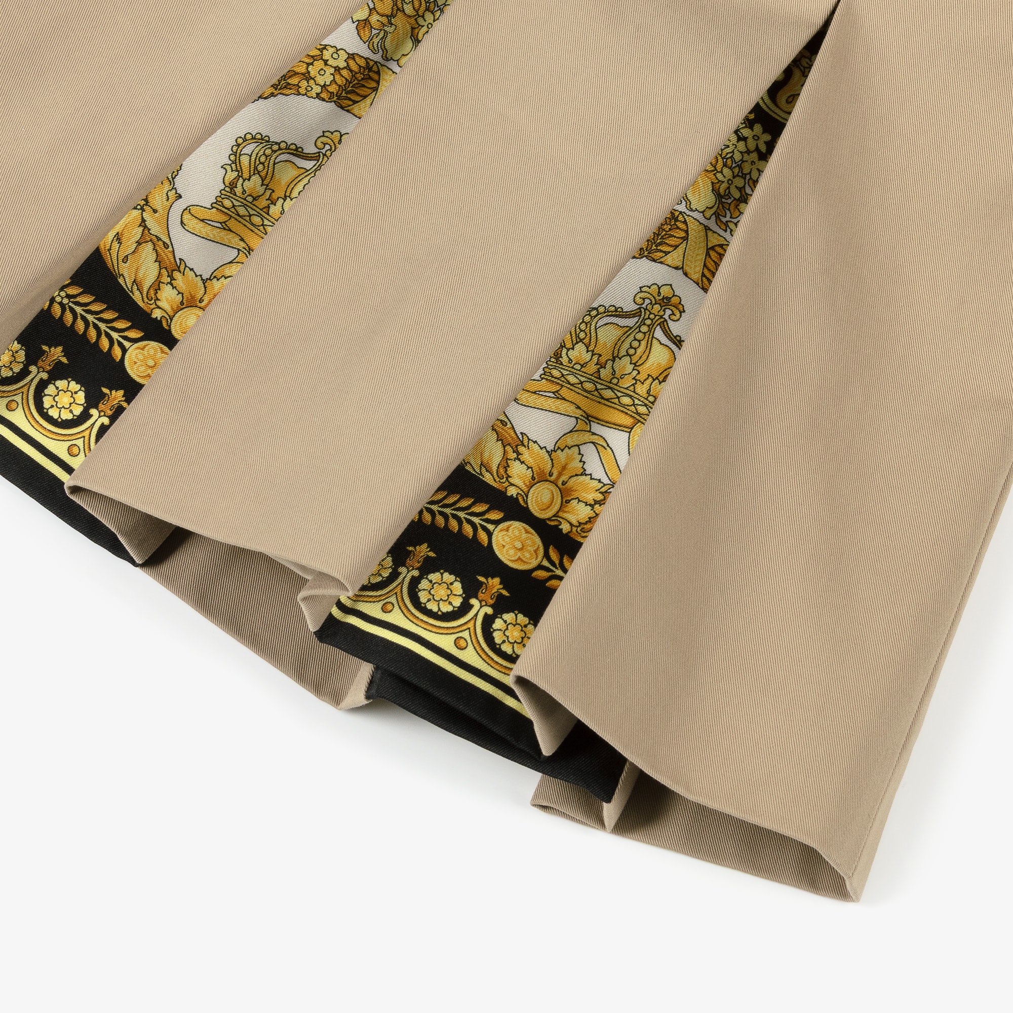 Girls Beige Pleated Skirt with Barocco Foulard Print - View 3