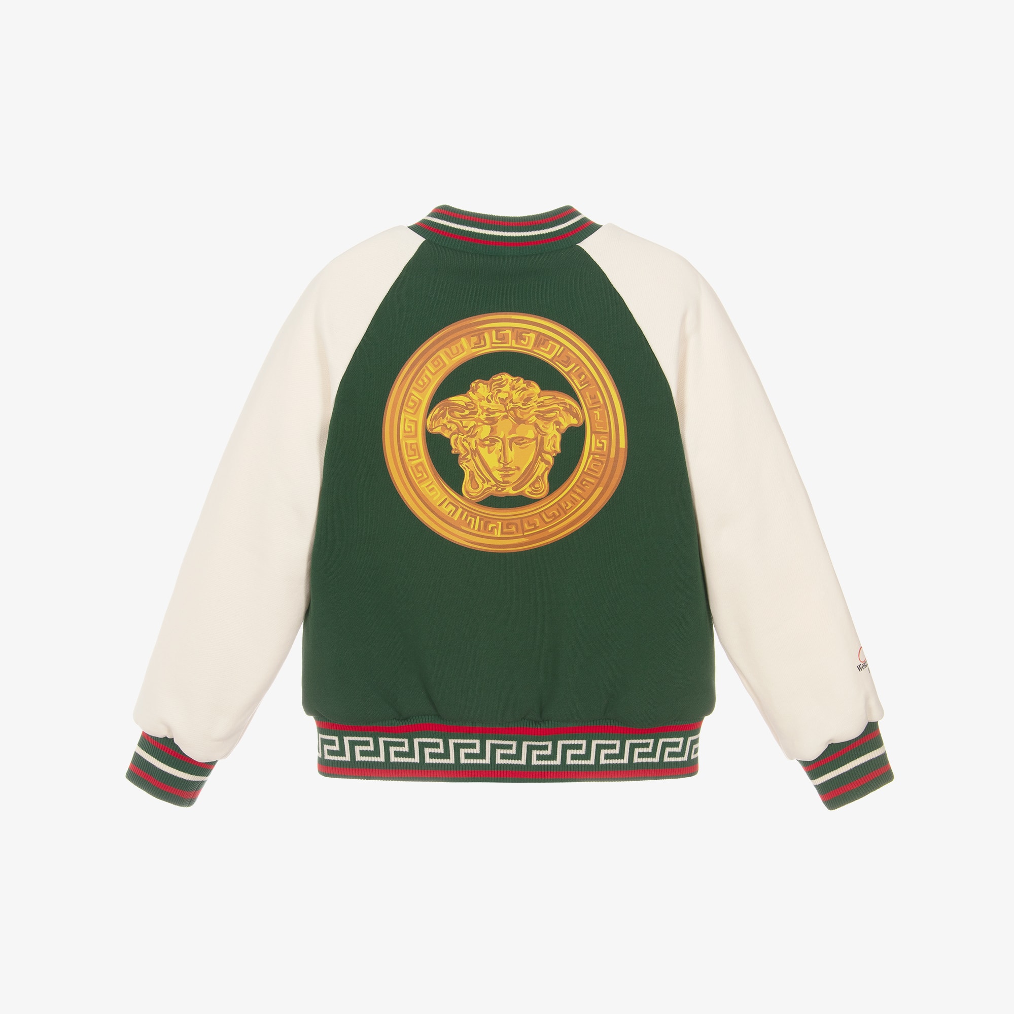 Green Cotton Jersey Varsity Jacket with Medusa Logo - View 2