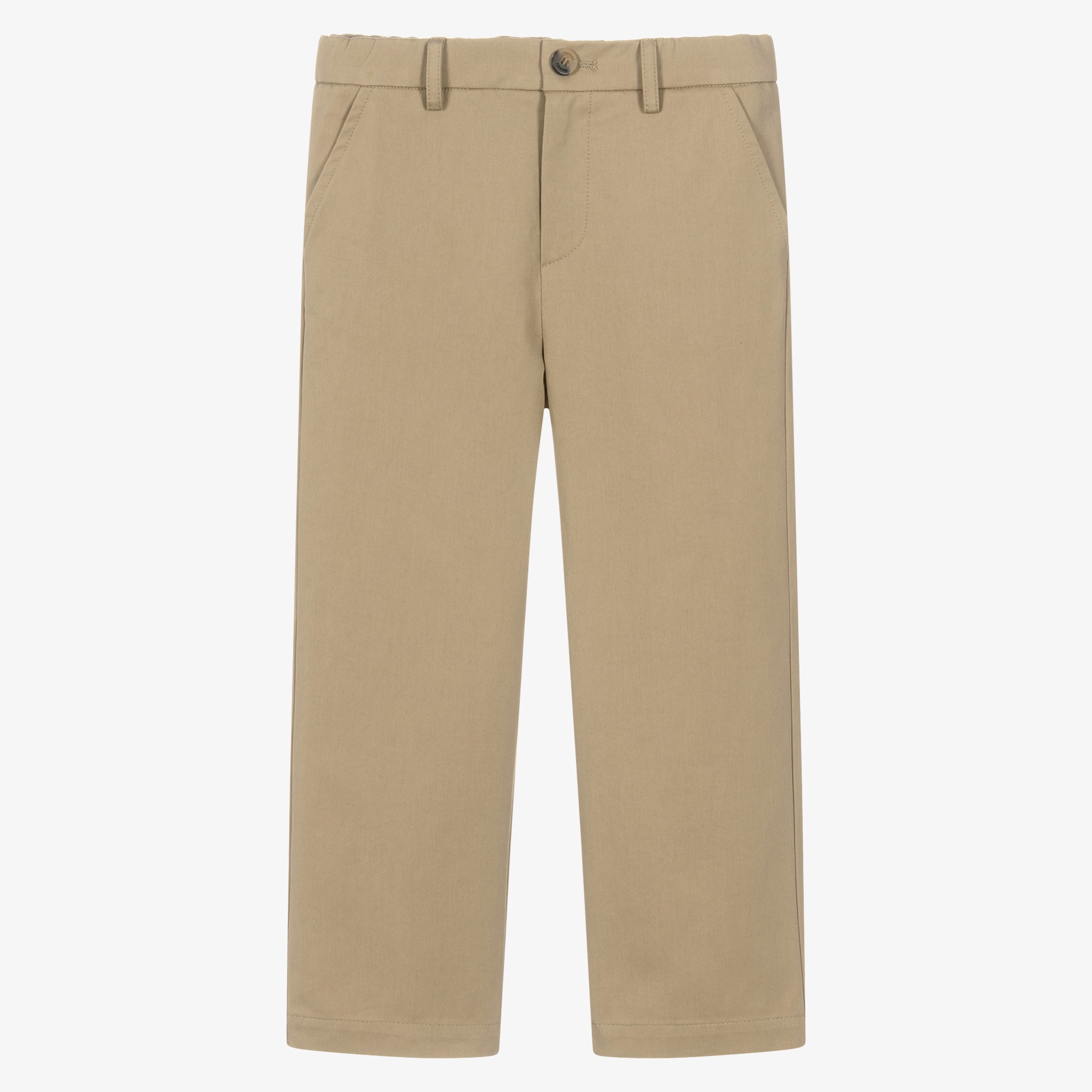 Junior Boys Beige Cotton Chino Trousers - View 1