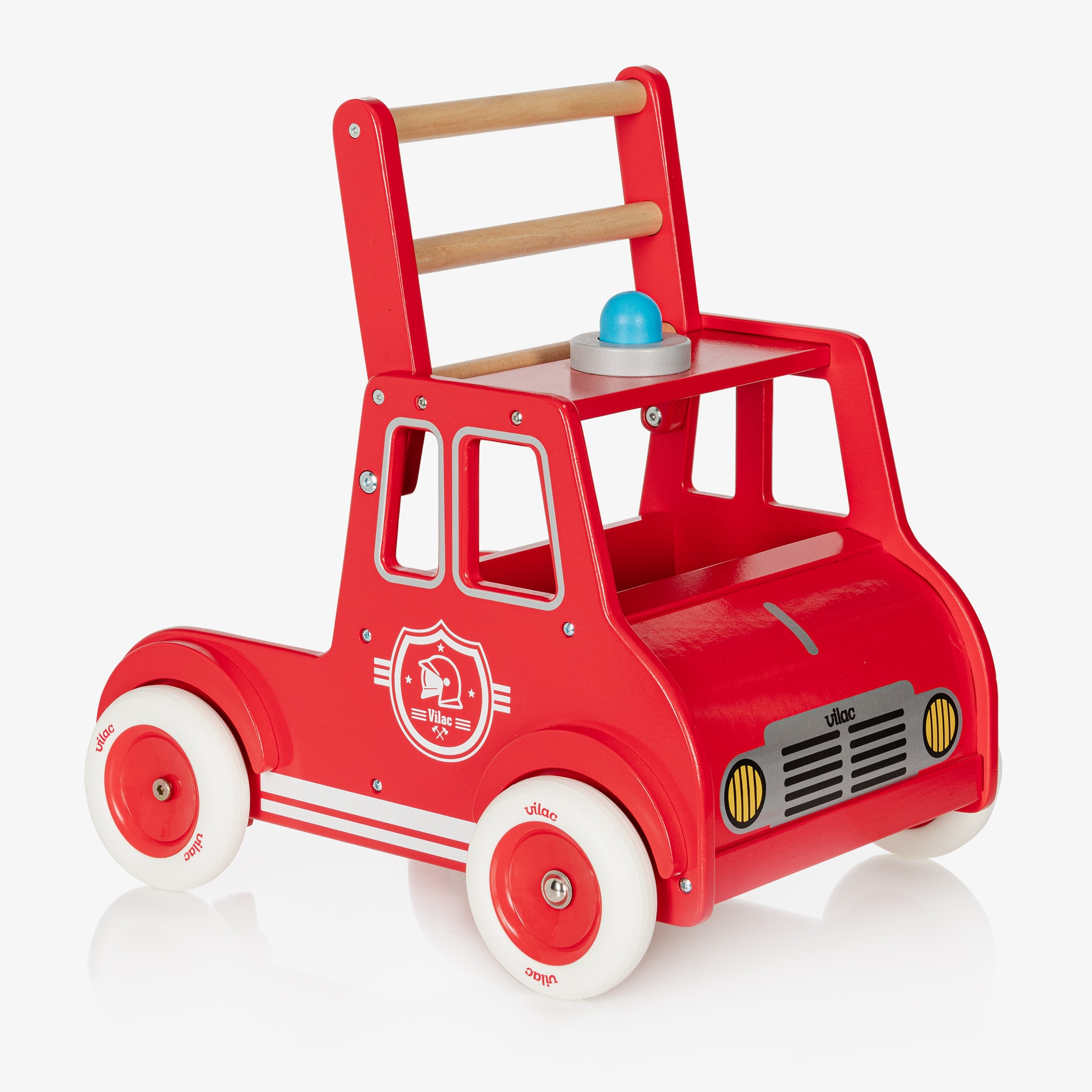 Red Wooden Fire Engine Walker (46cm) - View 1