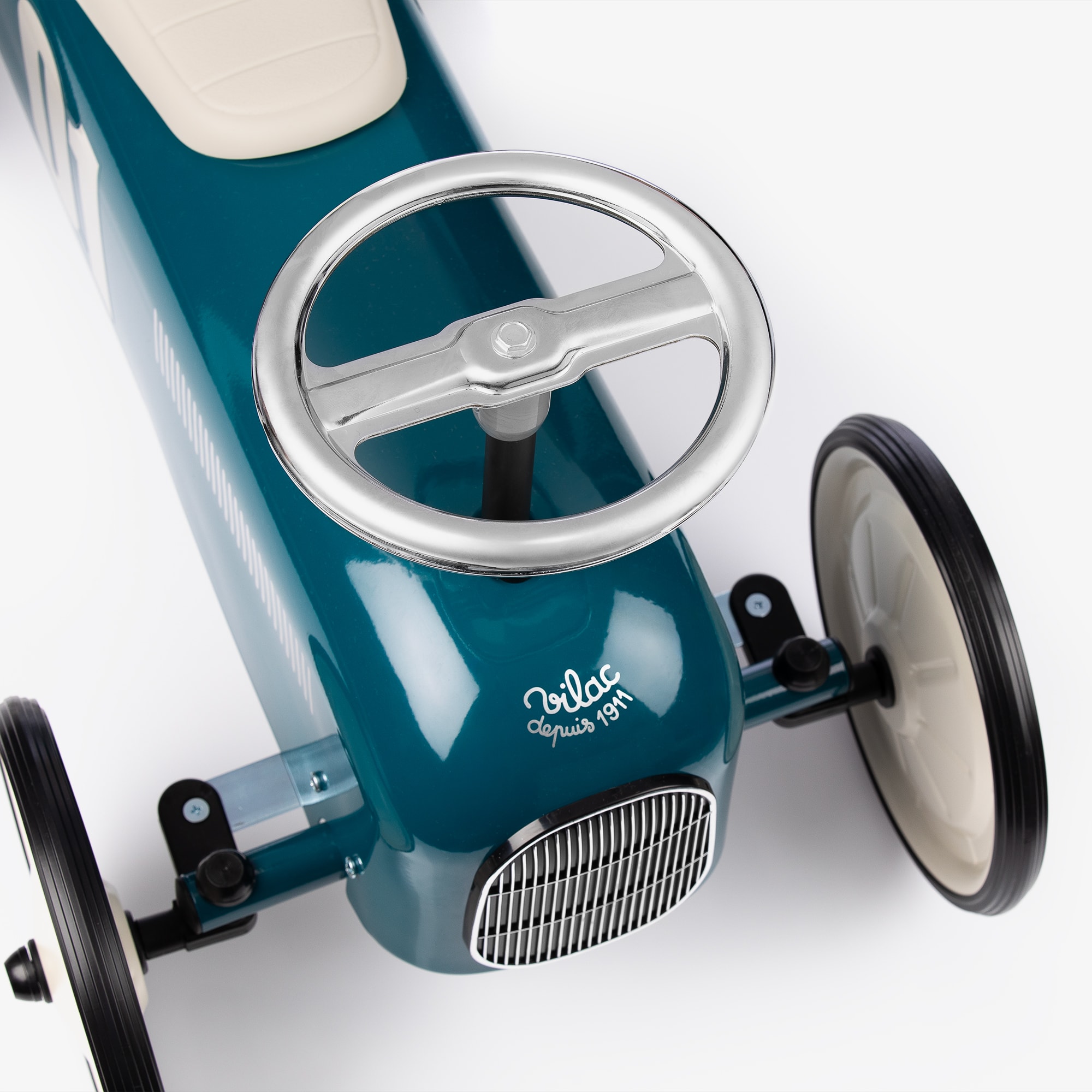 Teal Blue Ride-On Vintage Car (76cm) - View 5