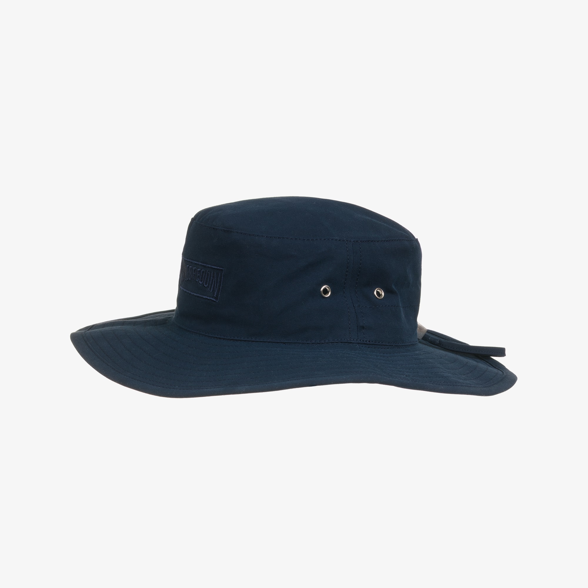 Boys Navy Blue Cotton Sun Hat with Embroidered Logo - View 2