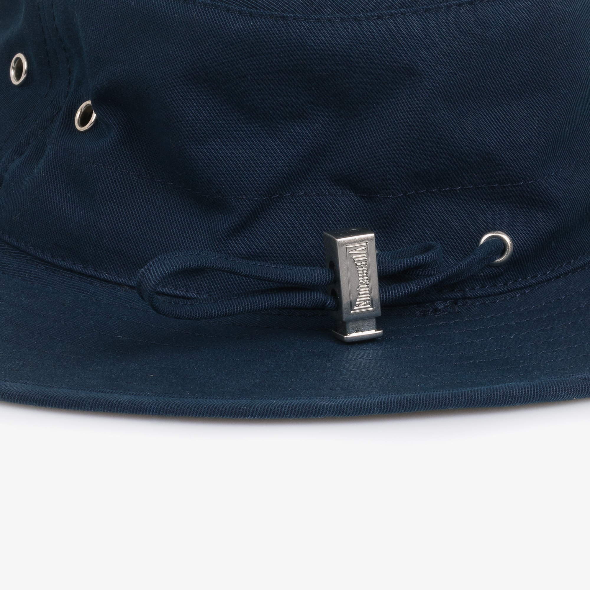 Boys Navy Blue Cotton Sun Hat with Embroidered Logo - View 4