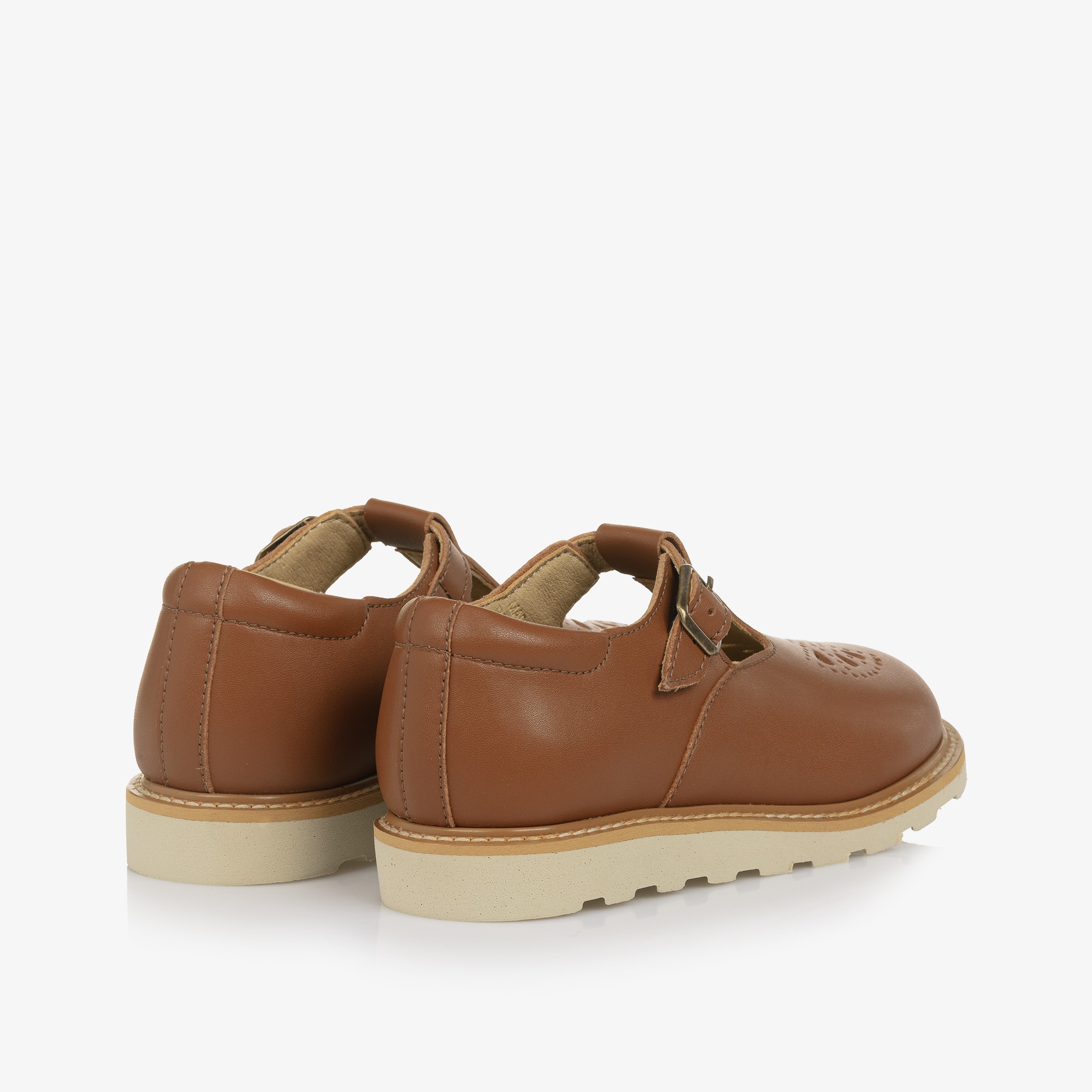 Girls Brown Faux Leather T-Bar Buckle Shoes - View 3