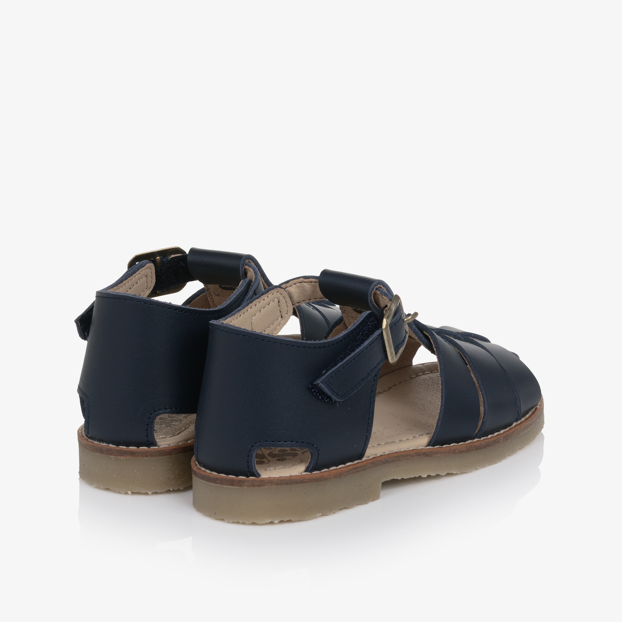 Navy Blue Leather Fisherman Sandals - View 2