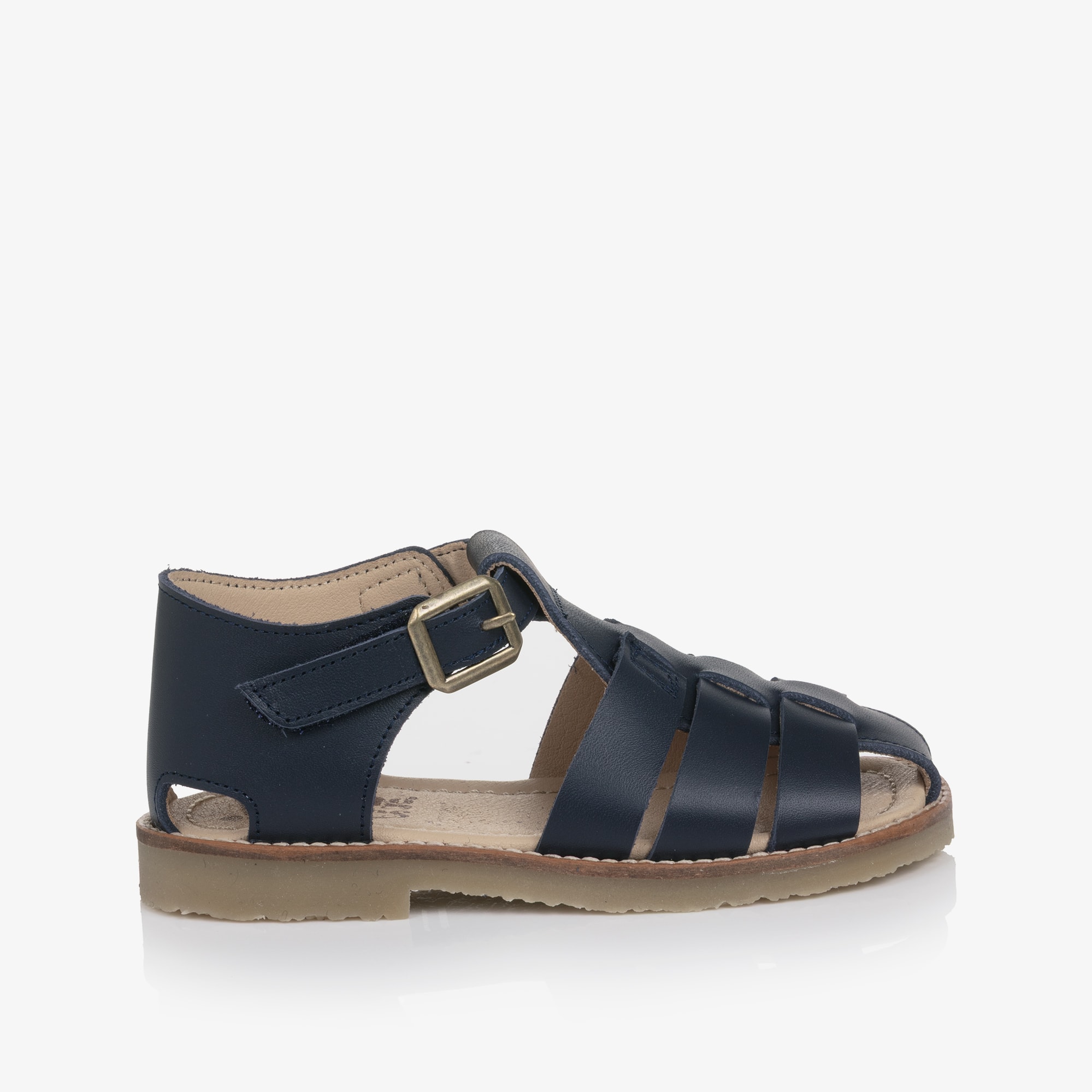Navy Blue Leather Fisherman Sandals - View 4