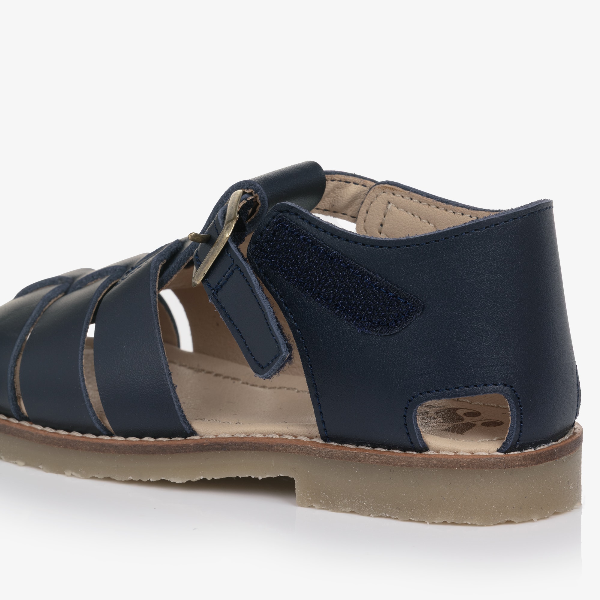 Navy Blue Leather Fisherman Sandals - View 5