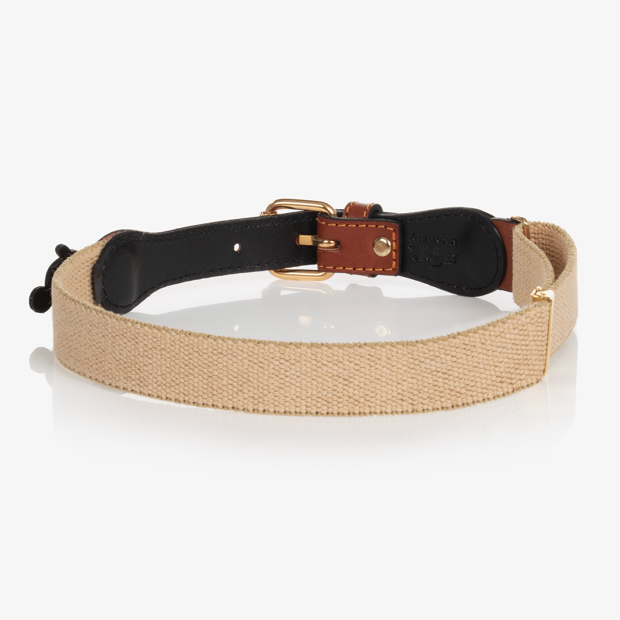 Beige Cotton & Leather Mouse Belt - View 3
