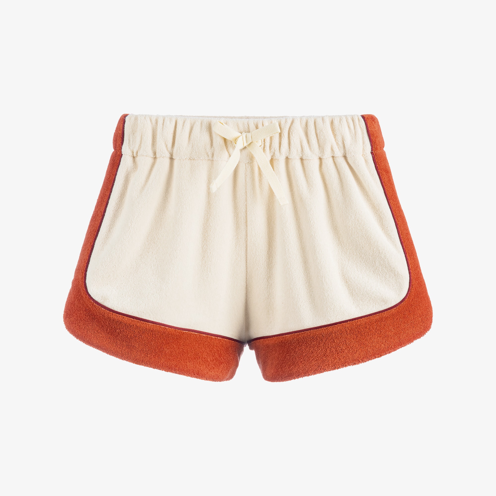 Girls Cream Towelling Shorts - View 1